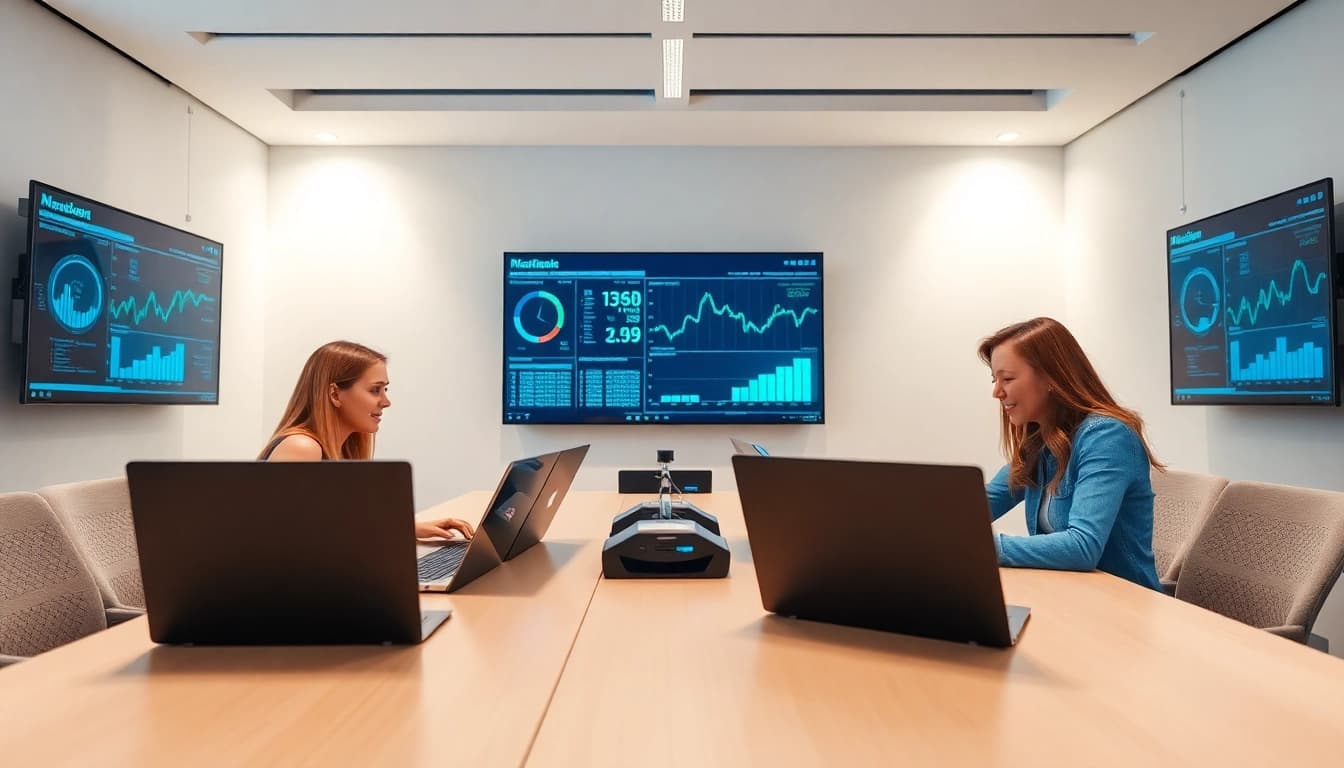 Find experienced msp companies near me working on IT solutions in a bright office environment.
