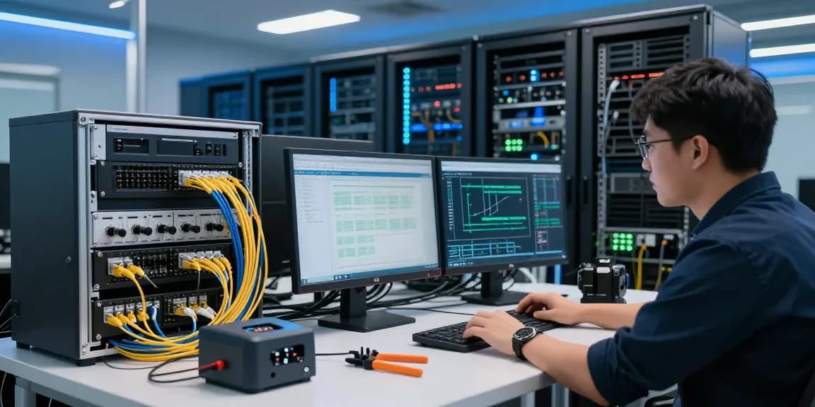 Precision optical connectivity solutions in a modern data center ensuring optimal network performance.