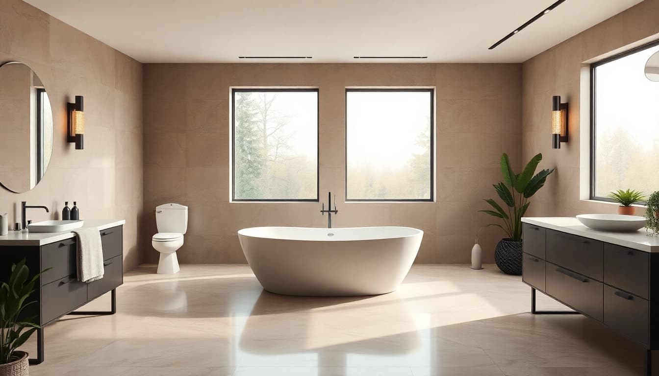 Beautiful bathroom renovations vancouver with modern design elements and natural light.