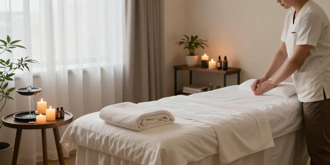 Indulge in 인계동출장마사지 with tranquil spa setup featuring a calming ambiance and essential oils.
