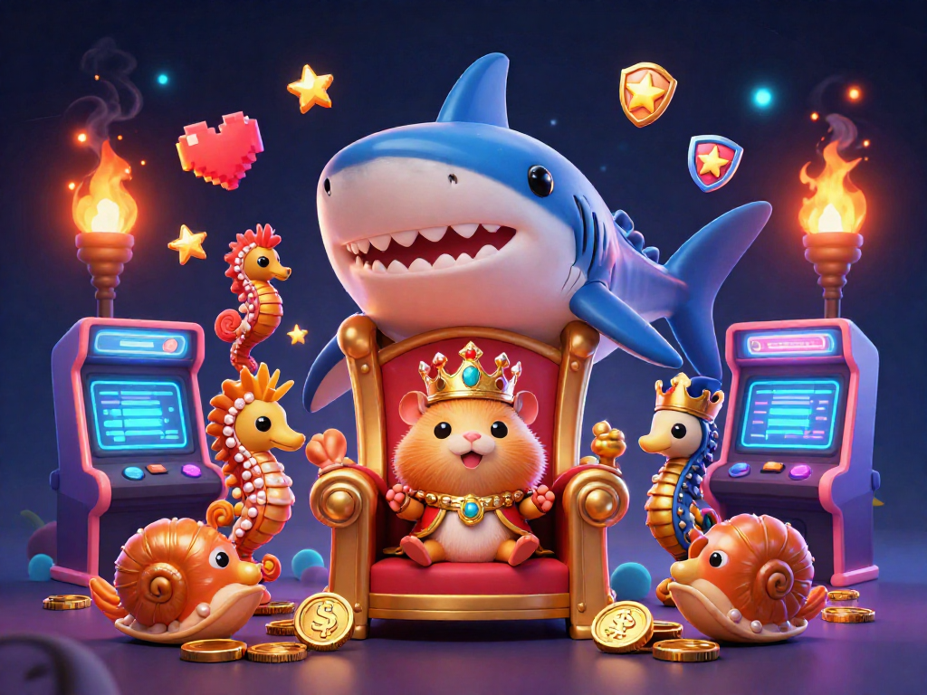 Experience the vibrant 789 casino adventure with a golden hamster king and colorful arcade games.