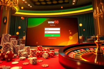 Login to ww88 with an engaging online interface surrounded by vibrant casino elements.